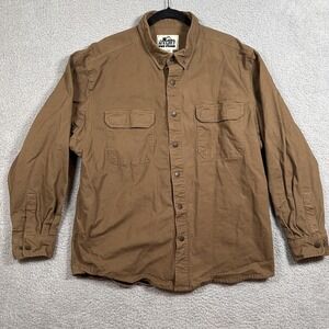 Old Mill Shirt Jacket Mens XL Brown Snap Button Flannel Lined Workwear Cotton